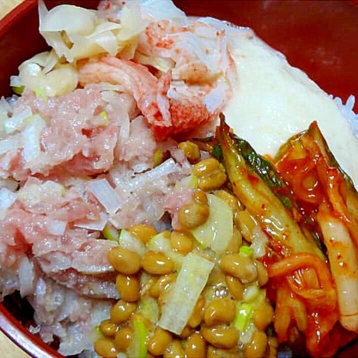 ネギトロ納豆キムチ山かけ丼